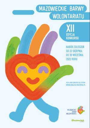 Plakat XII edycji Konkursu Mazowieckie Barwy Wolontariatu