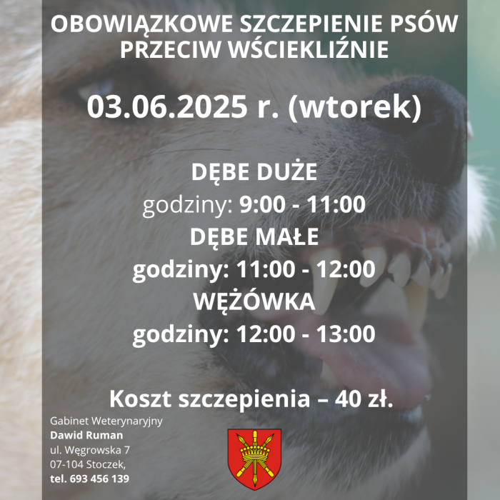 szczepienie psów Dębe, Wężówka