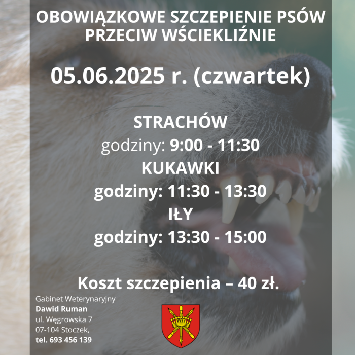 szczepienie psów Strachów, Kukawki, Iły