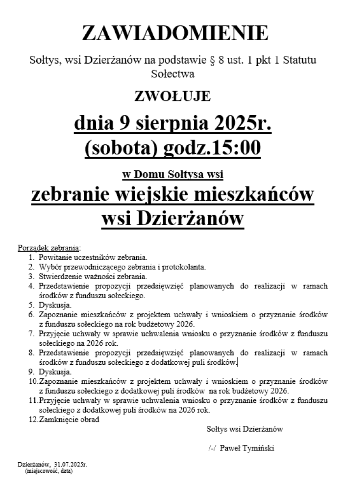 09.08 Zebranie wiejskie Dzierżanów