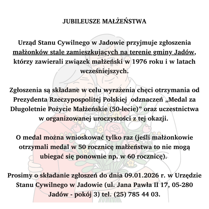 Jubileusza małżeństwa
