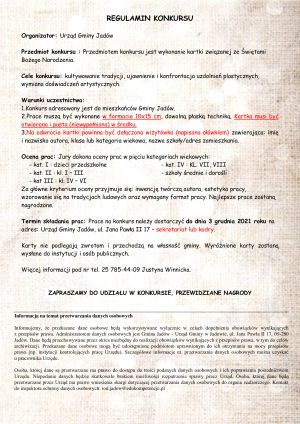 Regulamin konkurs plastyczny kartka Bożonarodzeniowa