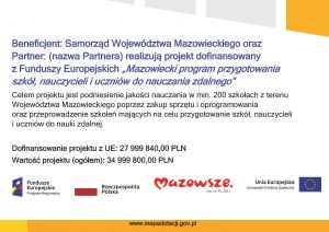 „Mazowiecki program przygotowania szkół, nauczycieli i uczniów do nauczania zdalnego”