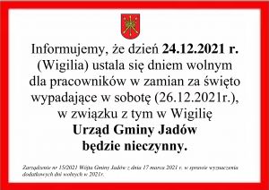 Urząd nieczynny w Wigilię
