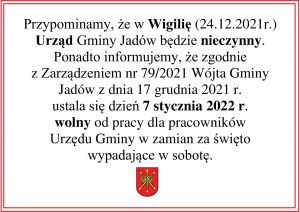 Dni wolne w Urzędzie Gminy