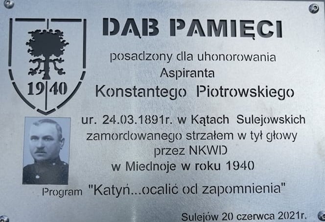 Dąb Pamięci dla aspiranta Konstantego Piotrowskiego