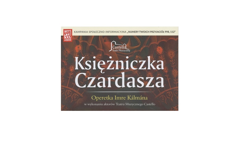 Gminny Ośrodek Kultury w Jadowie zaprasza na wyjazd na operetkę "Księżniczka Czardasza".