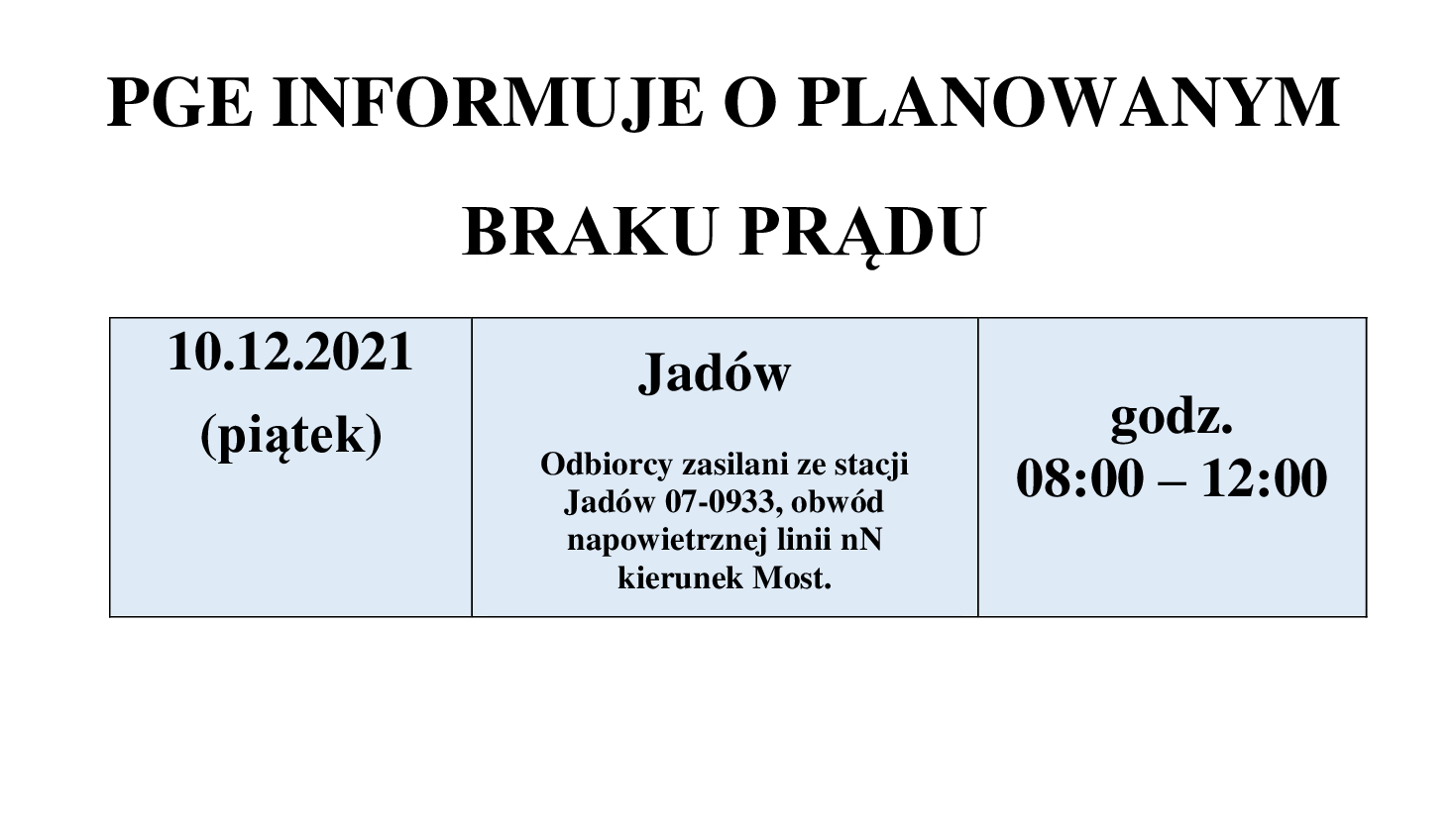 brak prądu w Jadowie