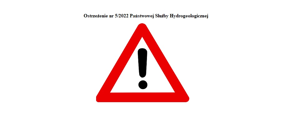 Ostrzeżenie Państwowej Służby Hydrogeologicznej